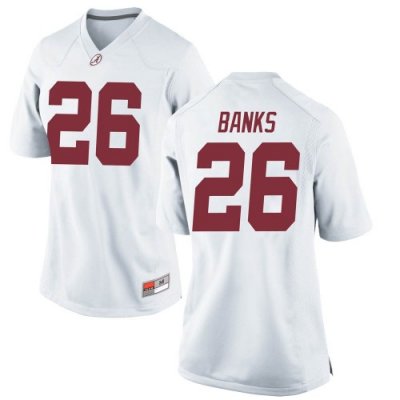 Women's Alabama Crimson Tide #26 Marcus Banks White Replica NCAA College Football Jersey 2403GMNR7